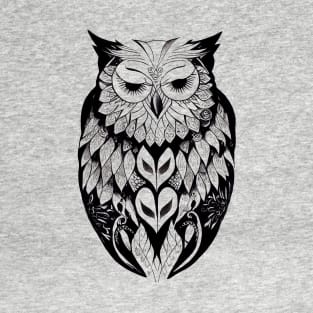 Owl Wild Animal Nature Illustration Art Tattoo T-Shirt